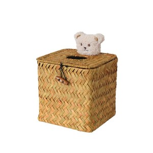 Straw Woven Tissue <b>Box</b> <b>With</b> <b>Lid</b> Bohemian Style <b>Decorative</b> Storage For Home Restroom Use - Product Image 3