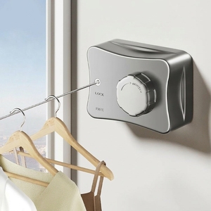 Corde à linge rétractable robuste invisible en acier inoxydable épaissi, gain de place pour salle de bain, vente directe usine - Product Image 1