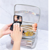 Portable 2 couches grand sac de maquillage réutilisable Train Case cosmétiques organisateur avec séparateurs réglables pratique voyage maquillage étui