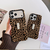 Étui de téléphone de luxe à imprimé léopard pour iPhone 16 17 15 13 12 11 Pro Max 14 Plus, coque de protection rigide 2 en 1 Funda