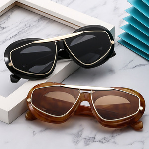 Nuevas Gafas de Sol Cat Eye con Doble Marco Geométrico de Lujo para Mujer, Gafas de Sol Ovaladas de Moda con Logotipo de Marca para Hombre en Titok - Product Image 4