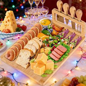 Juego de Cuchillos de 4 Piezas con Tabla de Queso Rectangular de Bambú, Ecológico y Sostenible, con Logotipo Personalizado - Product Image 4