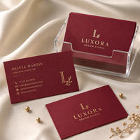 Cartes de visite de luxe personnalisées, impression sérigraphique, carton, encre dorée, design personnalisé de forme spéciale rouge premium - Cartes de remerciement pour petites entreprises