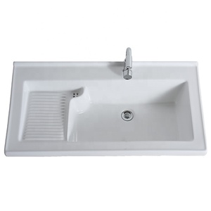 Above Counter <b>Mounted</b> Wash Clothes Basin Bathroom Ceramic Lavatory White Laundry Sinks 13010PW Wash Clothes Basin 13010PW 13010P - Product Image 6