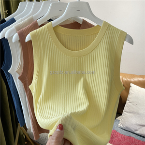 Couleur unie sport basique <span class=keywords><strong>sans</strong></span> manches serré une pièce gilet <span class=keywords><strong>sans</strong></span> manches femmes haut court - Product Image 2
