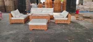 Luxury <b>Outdoor</b> <b>Wicker</b> Lounge Furniture Set with Glass Coffee Table and Ottoman for Patio Villa and Resort Spaces - Product Image 6