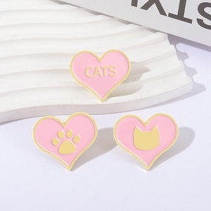 Pin de Esmalte de Corazón Rosa, Broches de Metal con <span class=keywords><strong>Huella</strong></span> de Gatito y Pata de Gato, Insignia de Solapa, Regalo de Joyería para Amantes DE LOS Gatos - Product Image 3