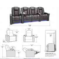 Sofá de Cine en Casa de Cuero Italiano Asiento de Teatro Cómodo Sillón Reclinable Eléctrico con Cargador Inalámbrico y Luces Led