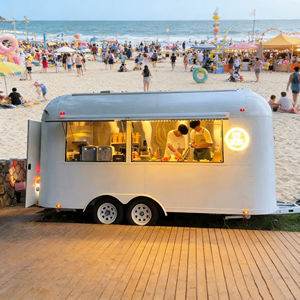 Carrito de Comida Móvil de Acero Inoxidable Blanco Puro con 4 Ruedas e Iluminación Cálida para Helados, Campamentos, Comida y Bebidas Gourmet - Product Image 3