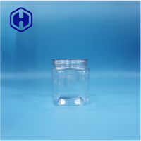 Pot carré transparent en PET de 500 ml pour figues séchées, flocons de noix de coco, bandes d'aubépine - Rangement pour bonbons et en-cas, étanche, sans BPA