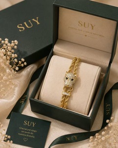 Bracciale con Testa di Animale Placcato Oro 24K con Cristalli e Strass, Gioiello di Lusso da Donna per Uso Quotidiano - Product Image 3
