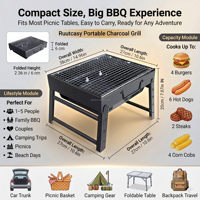 Barbecue au charbon de bois portable OEM pliable 17 pouces, barbecue compact de table, petit barbecue pour l'extérieur