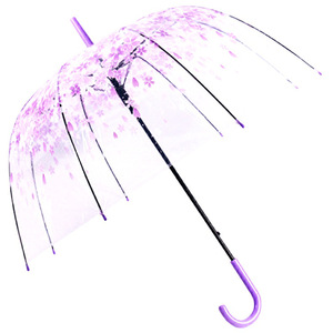Paraguas Transparente con Diseño de Flores de Cerezo 2025, Semi-Automático, Romántico, Colorido, Transparente, de Poliéster, para Regalos Empresariales - Product Image 6