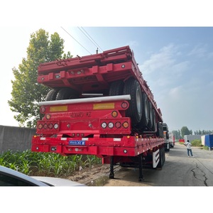 Directo de fábrica 4 <span class=keywords><strong>ejes</strong></span> 40 pies 45 pies Semirremolque plano Remolque Plano de Transporte de acero duradero - Product Image 2