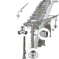 Poteau de balustrade en acier inoxydable à tube rond au design moderne pour balcon et escalier, avec pinces de fixation pour verre, support de balustrade