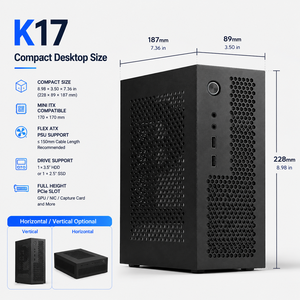 <span class=keywords><strong>Caja</strong></span> de <span class=keywords><strong>PC</strong></span> Industrial K17 Mini ITX con Expansión PCIe, Soporte para Fuente de Alimentación Flexible, Tipo-C, I/O Frontal, Chasis Compacto Integrado para Escritorio - Product Image 6