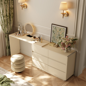 XHA Modern Oak Solid Wood Makeup Vanity with Storage Cabinet and Lighted <b>Mirror</b> for Bedroom - Product Image 5