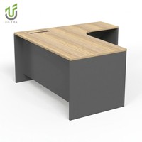 Bureau de direction modulaire IULTRA en cuir, design moderne en forme de L, table de luxe pour PDG, base en bois MDF/MFC écologique noir