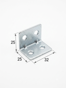 Support d'angle en métal galvanisé 25x25x32mm, revêtement poudré, connecteur de meuble pour cadre d'armoire en bois et étagère - Product Image 2