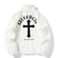 Veste en fourrure de lapin pour homme Manteaux Hip Hop Cross Letters Winter Fleece Jacket Streetwear Casual Harajuku Coat Zip Up Fashion Outerwear