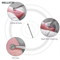 WELLSTRY Embouts de polissage professionnels pour manucure et pédicure, forme de boule en diamant, 3/32'', boîte d'embouts pour ongles, usage adulte
