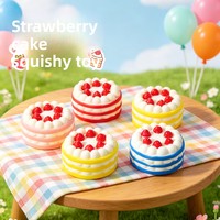 Best-seller transfrontalier : Jouet en mousse PU réaliste en forme de gâteau à la fraise, à rebond lent, à presser et à détendre, petit cadeau idéal