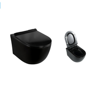Articles sanitaires modernes de luxe Toilette suspendue au mur noire mate Réservoir dissimulé Matériau céramique Bol carré Structure monobloc P-Trap