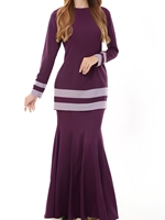Tenue musulmane pour femmes Baju Kurung de Malaisie, tunique à rayures colorées et jupe longue sirène, sur mesure, ODM, OEM, vente en gros