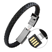 Bracelet de données Micro Usb/type-c en cuir tressé, pour recharge rapide, cordon de chargeur pour téléphone, version internationale