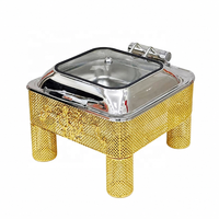 6,0L Quadratischer Hydraulischer Chafing Dish aus Edelstahl mit Gerilltem Rolltop für Buffet-Speisenwärmer in Hotel, Restaurant und Bankett