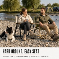 Chaise pliante d'extérieur en acier au carbone, chaise de camping durable résistante au vent, style bois massif, adaptée à la randonnée et à l'exploration