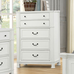 Juego de Muebles de Dormitorio Tradicional Blanco con Cama Plataforma, Cómoda, Mesita de Noche y Cajonera con Herrajes Clásicos - Product Image 3