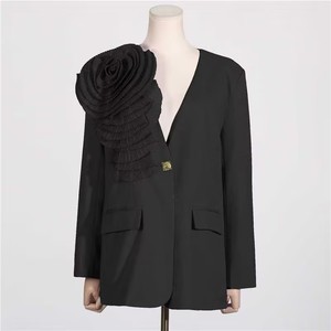 Vêtements pour femmes Ocstrade, vente en gros de costumes formels pour femmes, veste à col en V, veste élégante à fleurs plissées, blazer pour femmes, manteau - Product Image 5
