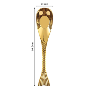Custom Logo 304 Stainless Steel Mirror Polish Embossed Fish Tail Handle Cutlery Golden Dinner Spoons Stainless Steel Spoon - Product Image 6