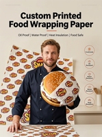Papier d'emballage alimentaire jetable 50 g/m² avec logo personnalisé, résistant à la graisse, doublé de feuille d'aluminium, pour hamburgers et sandwichs