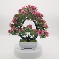 Simulierte grüne Pflanze herzförmige Rose Bonsai Kunststoff Liebhaber Baum Topf Indoor Desktop Blumen dekoration Thanksgiving