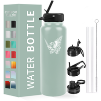 Bouteille d'eau à double paroi en acier inoxydable 316 personnalisée avec logo personnalisé 12 oz avec différents couvercles