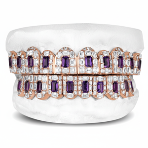 Personnalisé Grillz couleur violet foncé et diamant, diamant coupe, Perm coupe, personnalisé Grillz Hip Hop, argent sterling 925, 10K 14K or - Product Image 1
