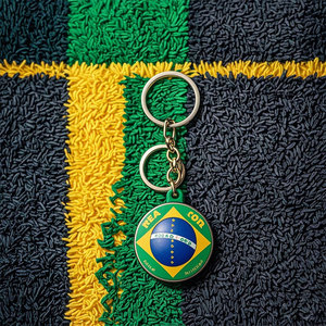 Llavero con la Bandera de Brasil, Porta Llaves de Cuero PU, Menos de 2 Pulgadas, Estilo Nacional, Regalo - Product Image 4
