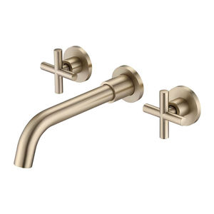 Grifo de lavabo moderno oculto de latón, mezclador de lavabo dividido con doble manija y grifos giratorios para baño - Product Image 5