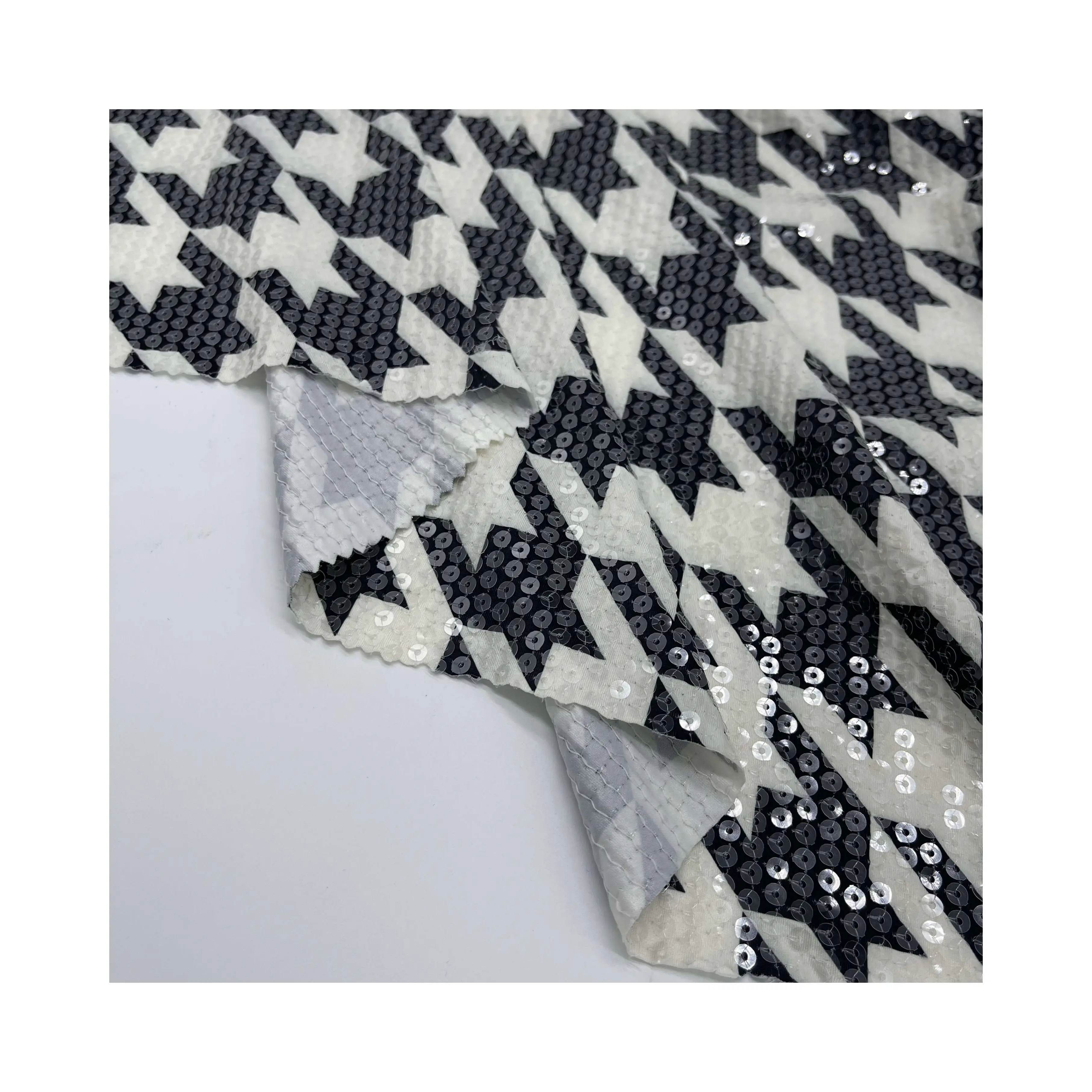 Красивая ткань черный и белый дешевая цена спандекс вышивка ткань для женщин ткань