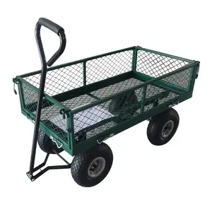 Hochleistungs-Haushaltsgartenwagen-Wagenwagen Garten-Handtrolley 3,50-4 pneumatische 4-Rad-Plattform