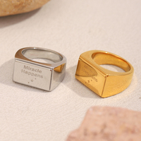 Dream idea Gold Square Ring mit graviertem Wunder passiert Motivations schmuck Minimalist isches, mutiges Design für den täglichen Gebrauch