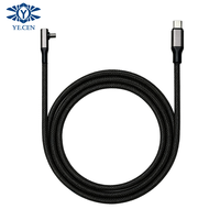 Kabel Pengisian Daya Cepat 65W Braided Type-C ke Type-C untuk Gaming Mobile, untuk Penggunaan di Mobil, Kabel Pengisian Cepat L-bentuk dengan Satu Lekukan