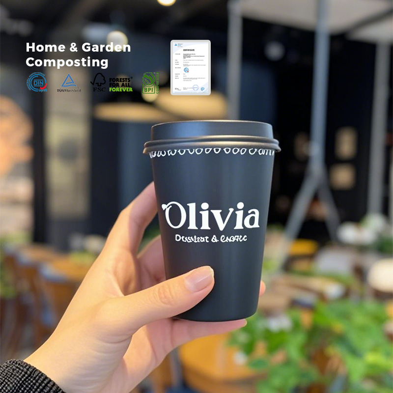 Customized Disposable 4/8/9/10/12 Oz Biodegradable Paper Printed Logo Single Wall Hot Drink Cup Parties Takeaway Weddings Office