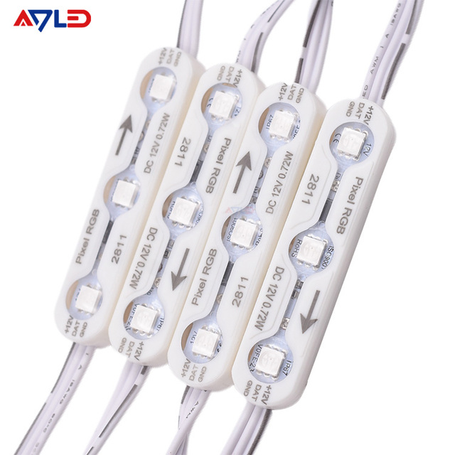 RGBIC Programmable 12V Pixel Led Module 0.72W Dimmable Full Color 70*15mm SMD5050 3Leds IP68 Waterproof Led Addressable Module
