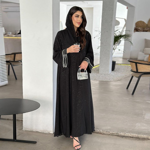 Yibaoli Fabricante Nova Moda 2024 Frente Islâmica Aberta Abaya Kimono Estilo Árabe Dubai Senhoras Glitter Casacos Longo - Product Image 2