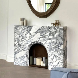 Luxus Naturstein hand geschnitzte italienische Calacatta Viola Marmor Kamin Surround Mantel für Indoor Villa Wohnzimmer Dekor - Product Image 5