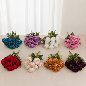 Bouquet de roses artificielles réalistes faites à la main LUYI-Fashion, plusieurs couleurs, pour la décoration de la maison, des fêtes et des mariages, prix de gros - Product Image 4