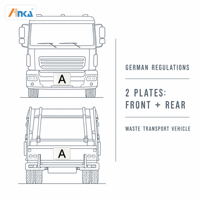Plaque réfléchissante allemande pour le transport de déchets, 400x300mm, avec billes de verre RA1/A, pour l'avant et l'arrière des camions à déchets